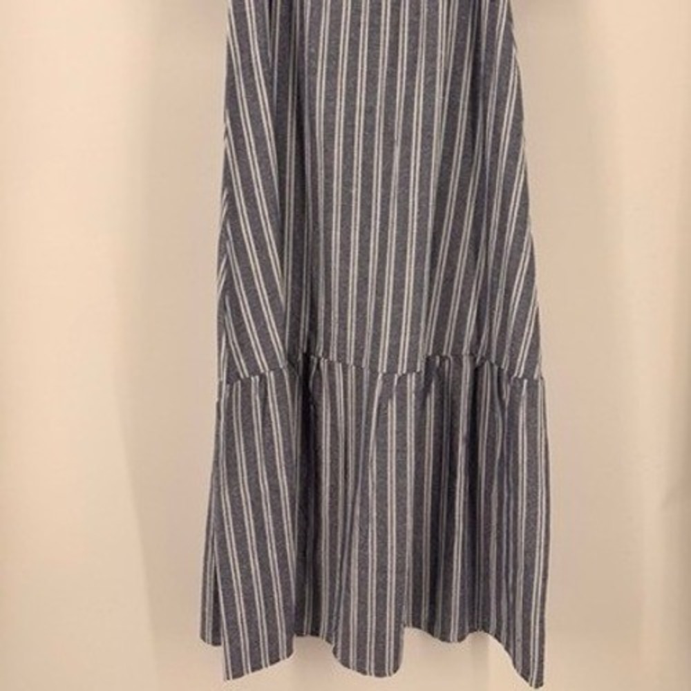 Love Tomas Emerson Fry NEW Striped Blue White Smocked Puff Sleeve Dress MEDIUM - Picture 3 of 9